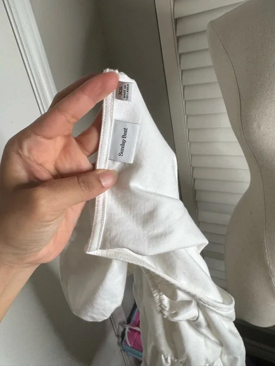 Sunday Best White V-Neck Puff Sleeve Mini Dress - Picture 3 of 4